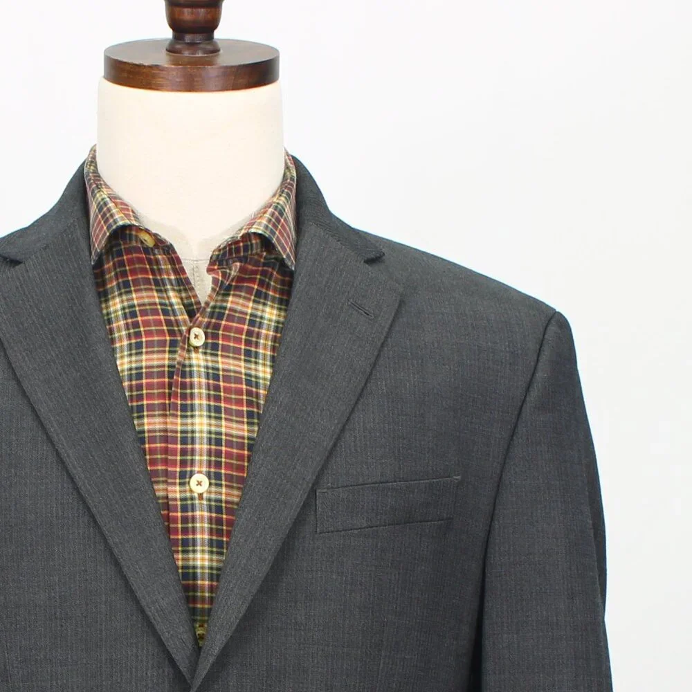 Kenneth Cole 42S Gray Blazer Sport Coat Jacket 2-Button Herringbone Y131